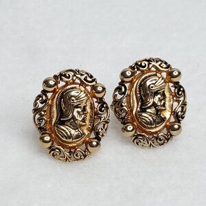 Vintage Swank Cufflinks Helmeted Warrior Roman Soldier Gold Tone Fancy